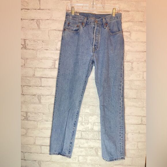 Levi's Premium Denim Mom Dad Jeans Button Front Closure Light Wash Straight - Picture 1 of 6